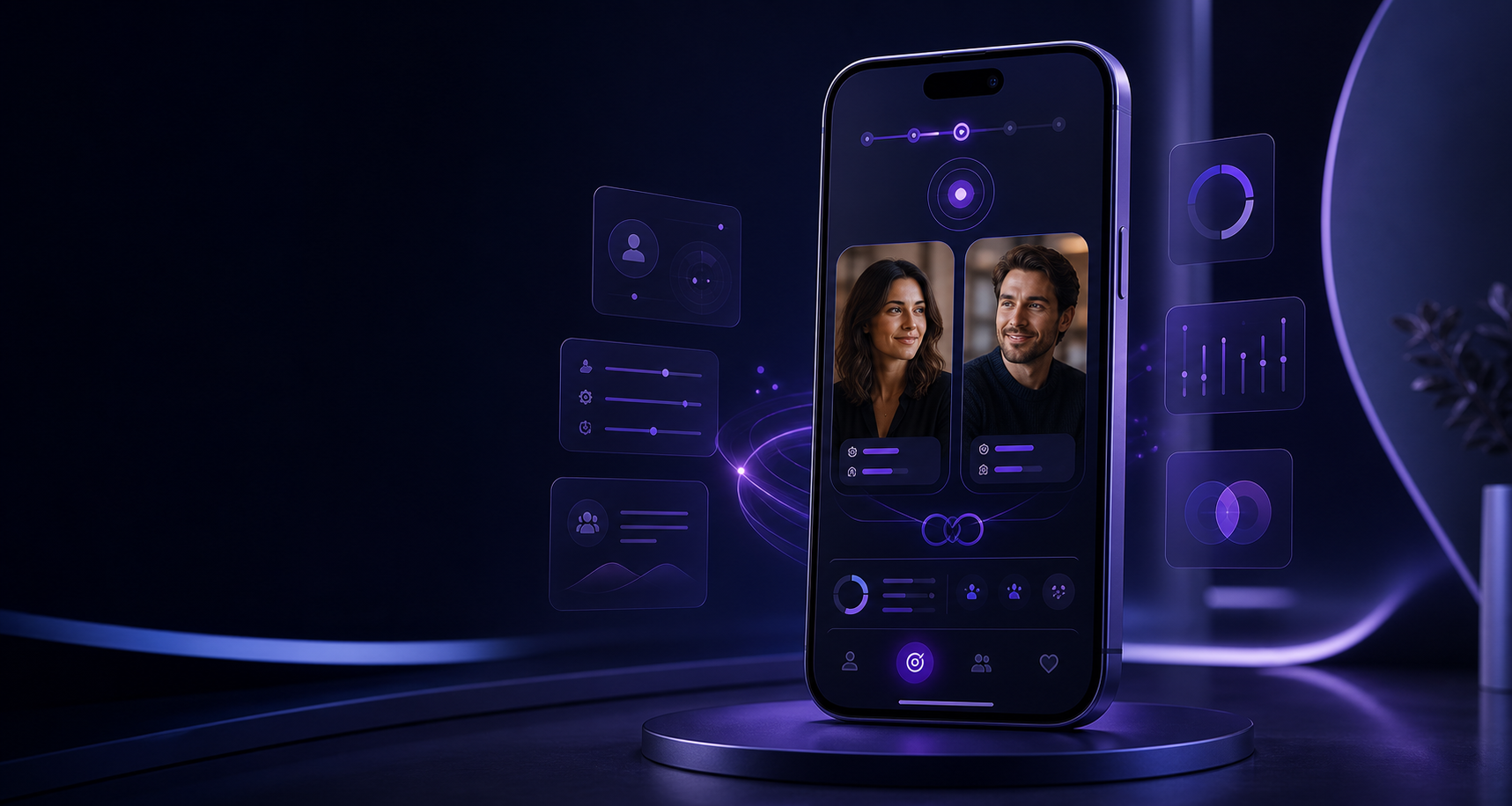 Matchmaking App Development mobile application concept