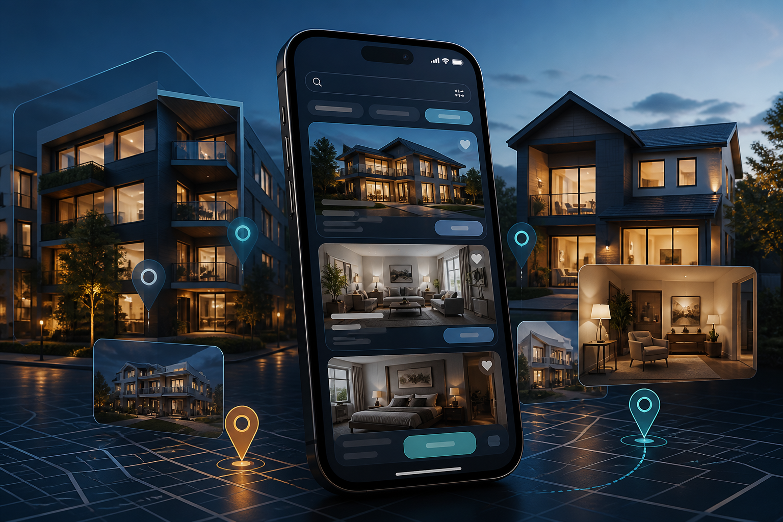 House Rental App Development mobile application concept