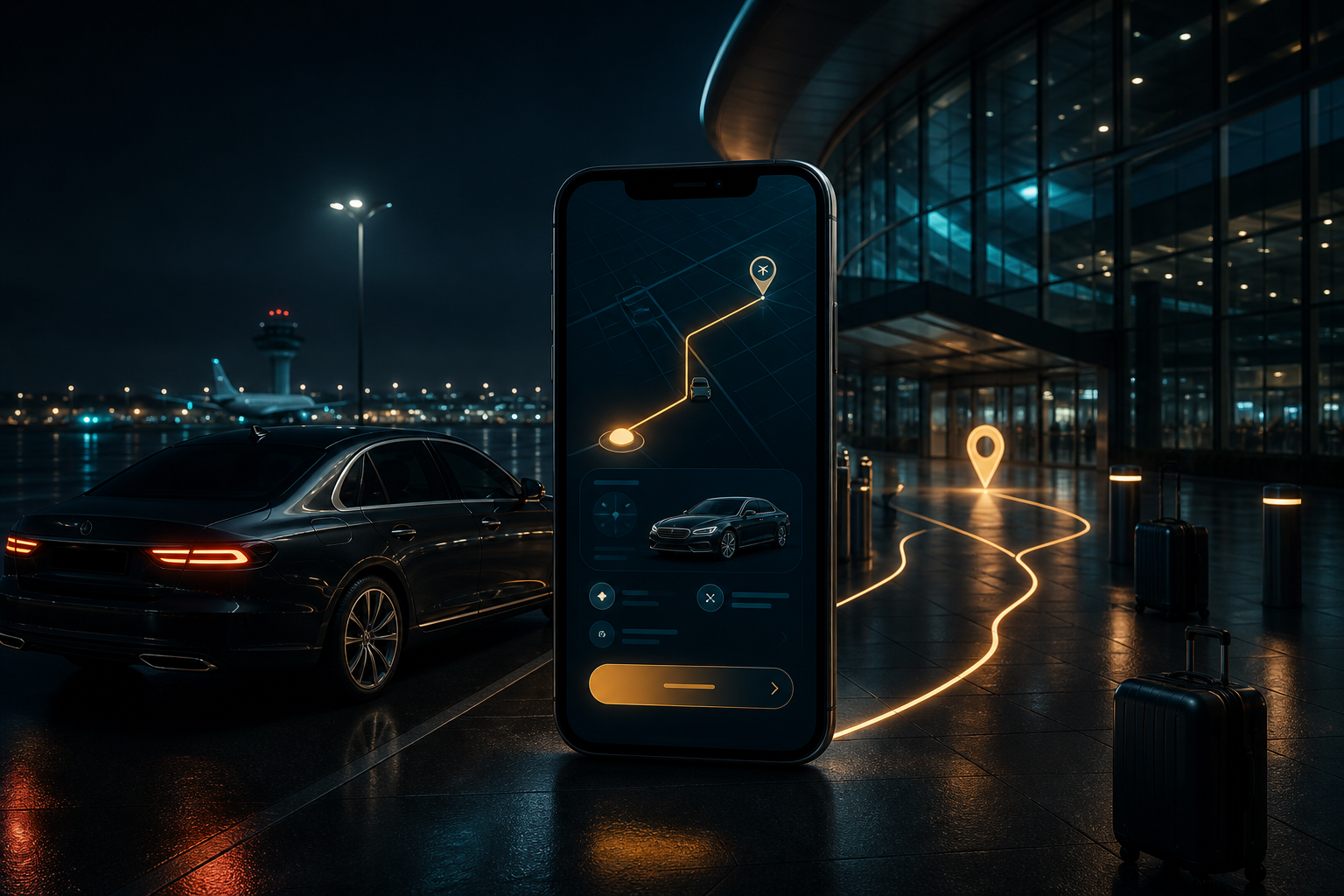Airport Taxi Booking App Development mobile application concept