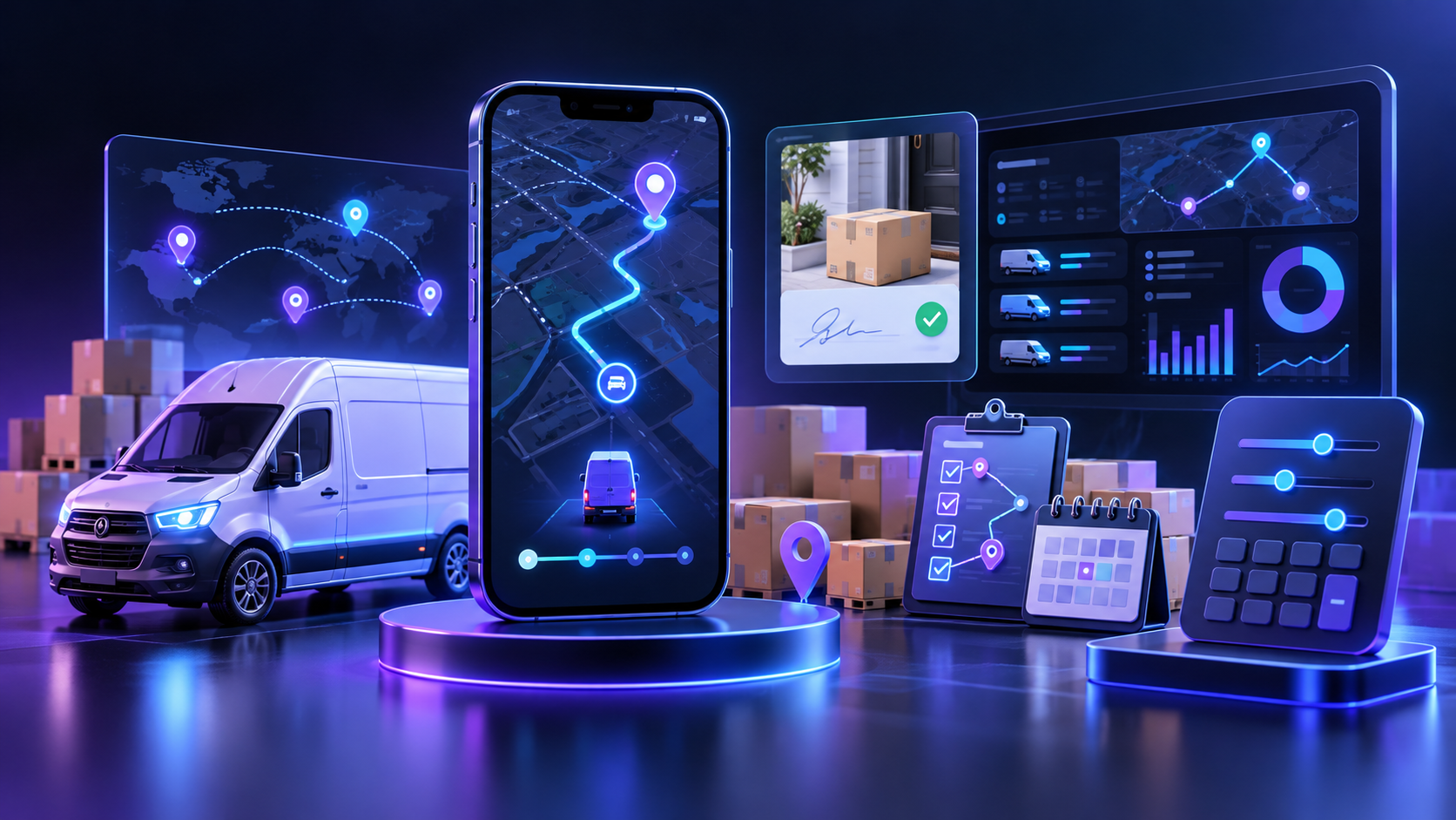 Logistics Delivery App Development Cost mobile application concept