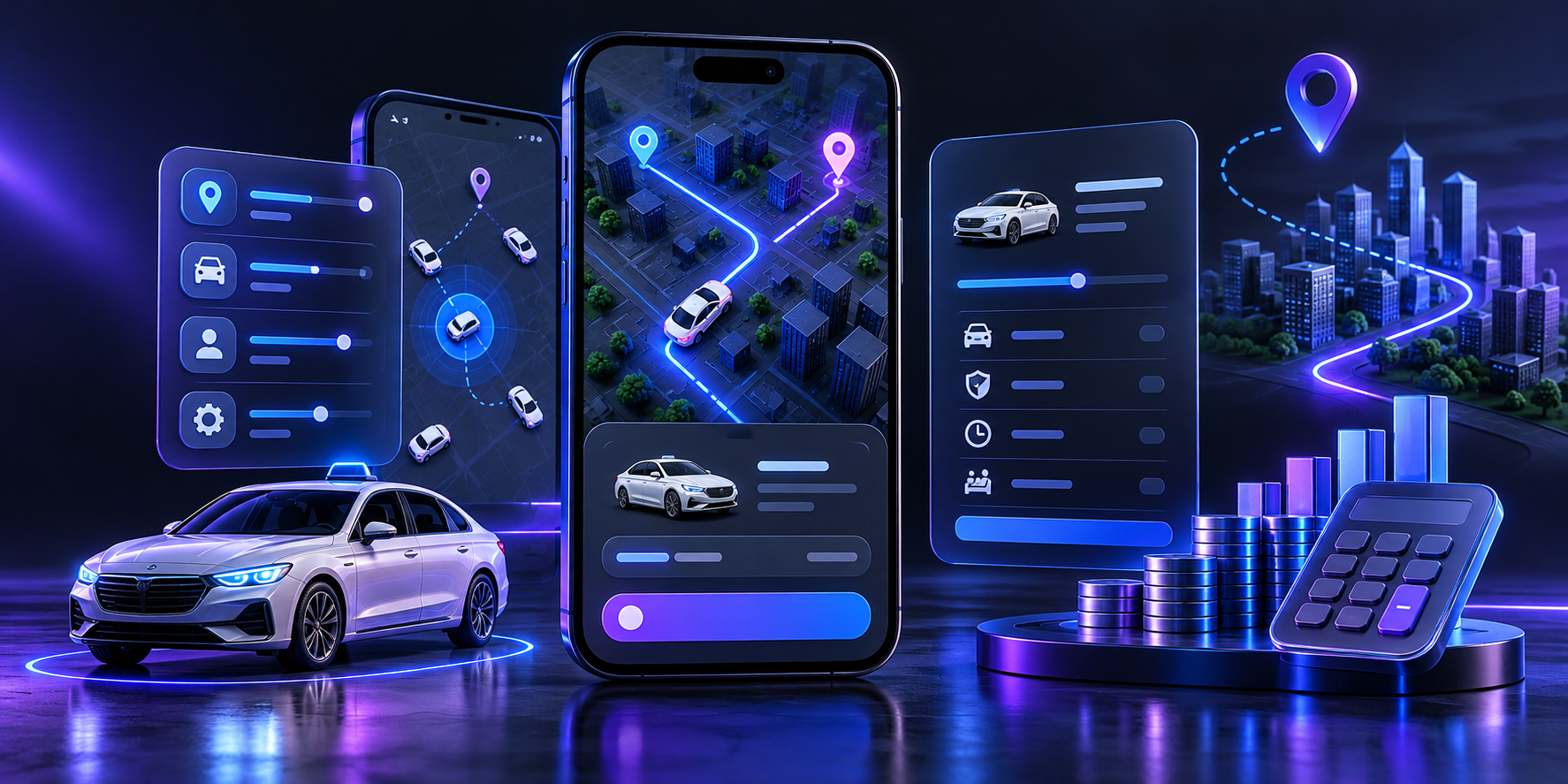 Taxi App Development Cost mobile application concept