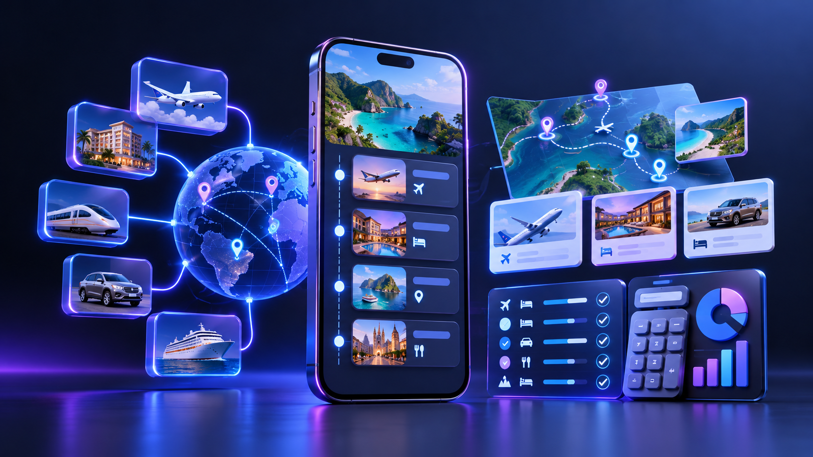 Travel App Development Cost mobile application concept