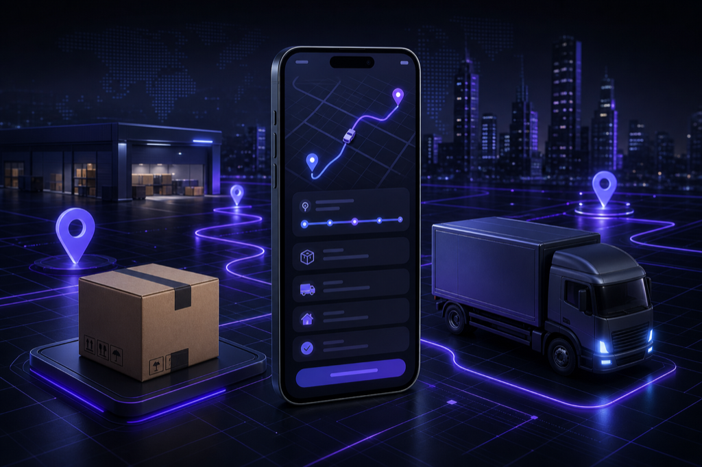 Logistics Delivery App Development mobile application concept
