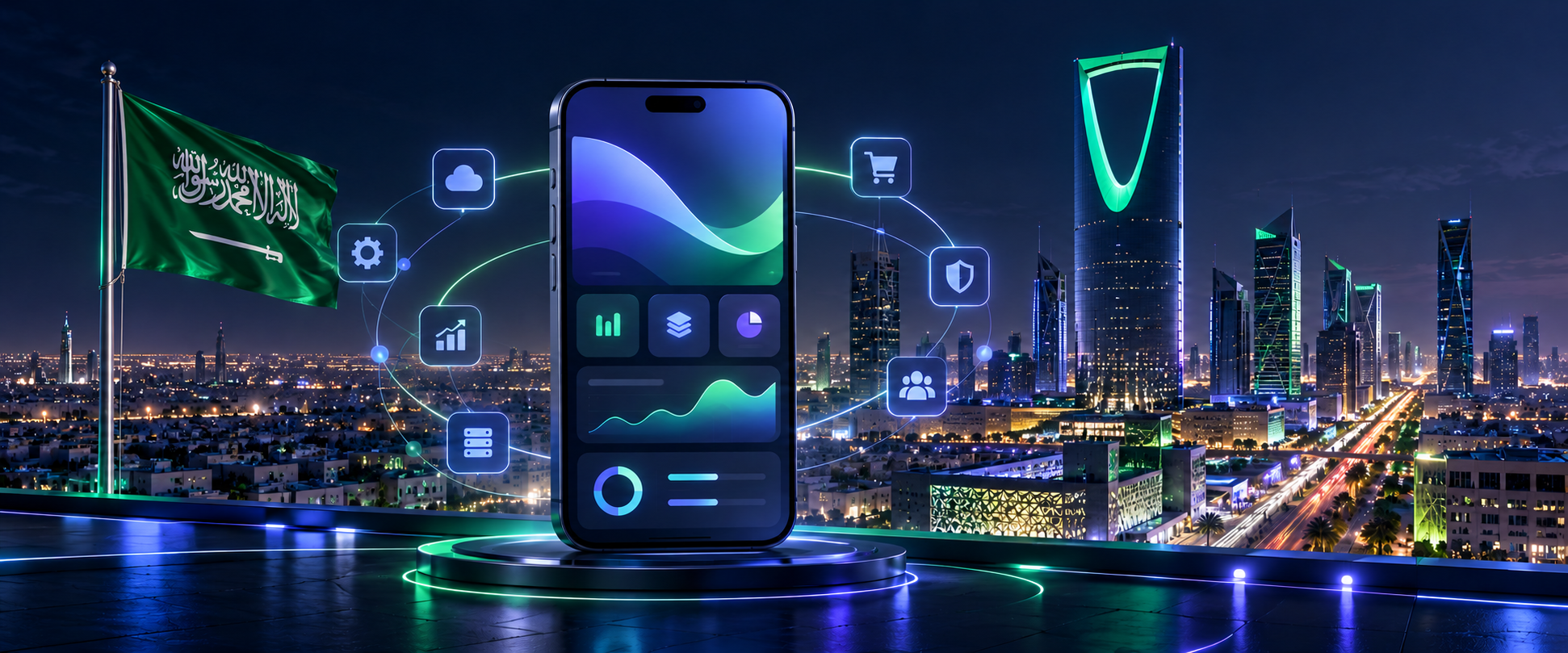 Riyadh and Saudi Arabia mobile app development concept