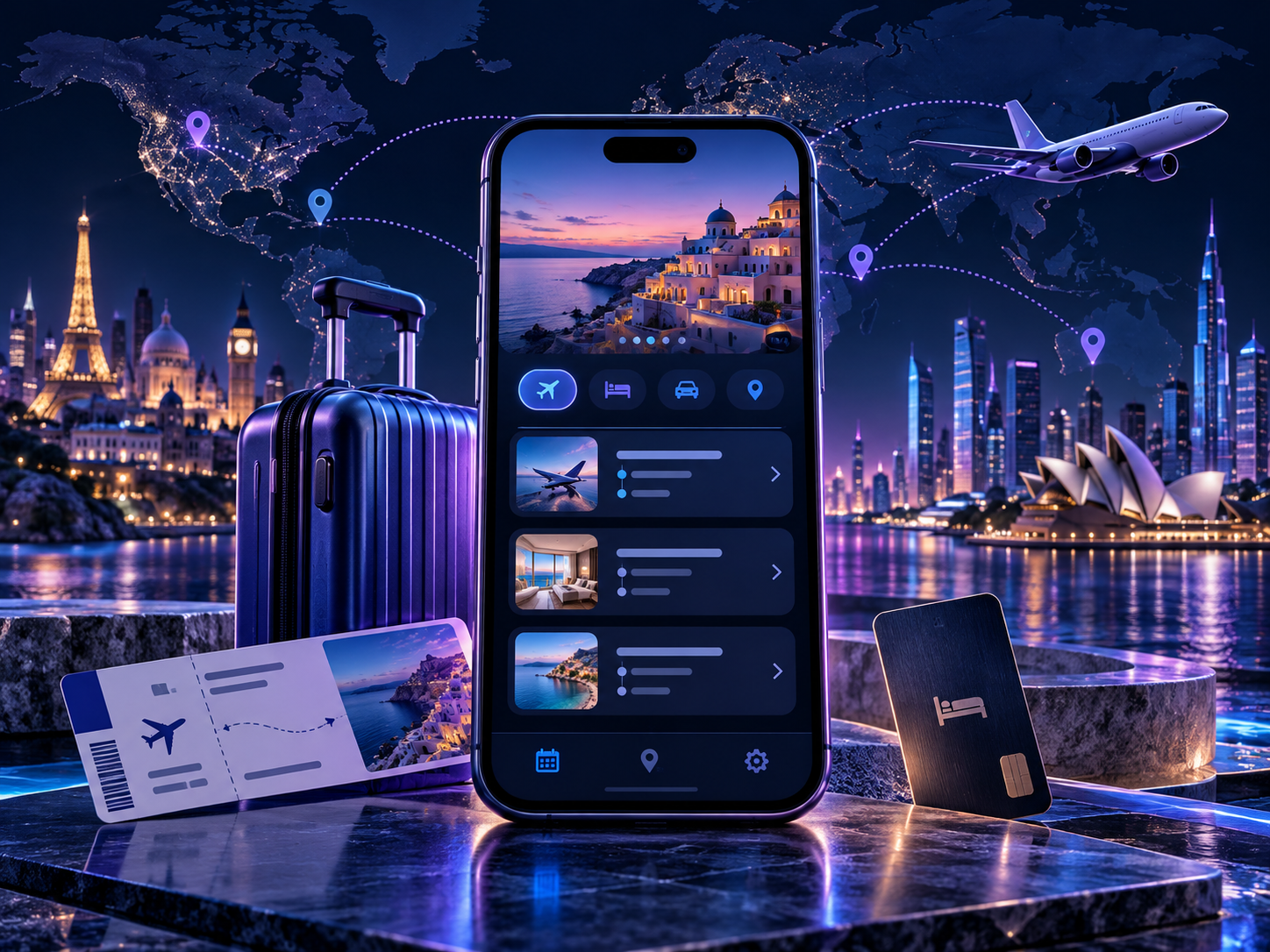 Travel App Development mobile application concept